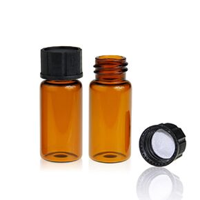 Storage Vial, Clear Liquid Sampling Sample Glass Thread Bottles, Capacity 10ml (1/3 Oz) with 18-400 Black Screw Cap, PE Liner, Pack of 100 by ALWSCI