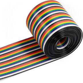 risingsaplings 40 Pin IDC Wire Flat Ribbon Cable Rainbow 1.27mm Pitch for Dupont Connector JTAG ISP Connecting 2.54mm 0.1" IDC Connector Length About 7FT / 2.2M
