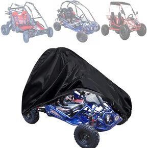 Chikia 2-seater Go Kart Cover 420D For Coleman KT196 Go Cart TrailMaster Baja All Weather Protection Waterproof Heavy Duty Dustproof Black Storage Cover 67" Lx 45"Wx 47" H