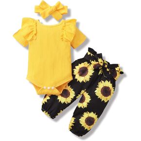 Newborn Baby Girl Clothes Infant Girl Outfits 0 3 6 12 18 Months Clothes for Girls Headband Clothing Set in Kuwait