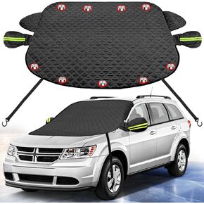Car Windshield Snow Cover for Ice and Snow,Winter Car Snow Cover with Magnetic Edges and Windproof Webbing Straps,Windscreen Frost Protector Covers,for Most Car SUV RV Vans and Trucks (65'' X 49.6'')