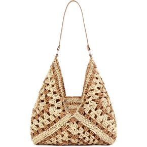 Rejolly سترو هوبو حقيبة للنساء حمل حقيبة الصيف عطلة الشاطئ حقائب بوهو البوهيمي نمط الكتف المحفظة in Kuwait