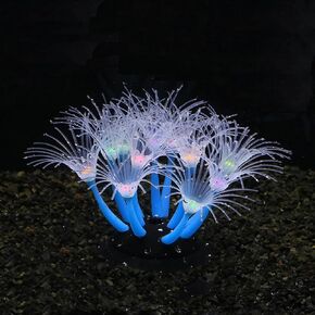 FUNOJOY Glowing Fish Tank Decorations Aquarium Coral Plants, Simulation Silicone Coral, Fluorescence Sea Anemone, Glow Coral Ornaments for Aquarium Fish Tank Decor Aquarium Accessories