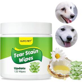 Dog Eye Wipes, 120 Pet Tear Stain Wipes for Dogs and Cats, Pet Eye Stain Cleaning Wipes Pads for Dogs and Cats, Keep Your Dog's Eyes Clean and Healthy with Dog Eye Stain Remover Wipes