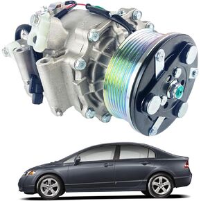 YzusGomumu Car AC Compressor Compatible with 2006 2007 2008 2009 2010 2011 Honda Civic 1.8L Air Conditioner Compressor w/Clutch Replaces# 38800RNAA01 38810RRBA01 38800-RNB-A02 38800RNAA010M2