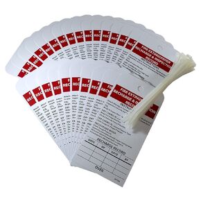 NMC RPT26 Fire Extinguisher Recharge & Inspection Record Tag, Unrippable Vinyl, Notice Inspection Tag, Black, Red, White