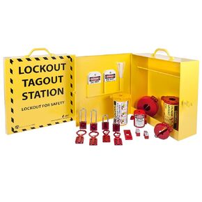 Zing Green Products 6062 37-Piece Electrical Lockout Tagout Cabinet, 15.25 x 17 x 5.5 Inch, Yellow