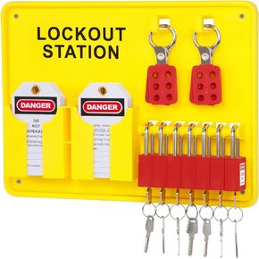 Moorovgi Lockout Tagout Station,Lock Out Tag Out Kit Board with 7 Safety Padlocks,2 Hasps,25 Do Not Operate Tags Lockout Safety Supply