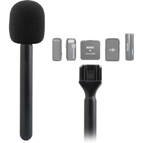 JCMOYUTY for Dji Handheld Mic Adapter, Stand for DJI/RODE/HOLLYLAND/BOYA/GODOX/ULANZI/Comica and More Wireless Transmitter Holder Interview Go Handle Stick with Cold Shoe Mount