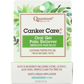 Quantum Health Canker Care+ Oral Gel Pain Reliever, Natural Pain Relief Ingredients Including Menthol, Mint, & Castor Oil, 9.7 mL