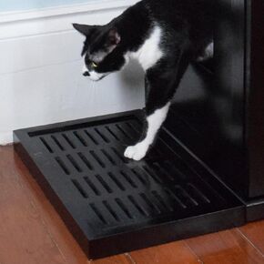 THE REFINED FELINE Litter Catch for The Refined Litter Box Enclosure Cabinet in Mahogany Brown, Solid Wood with Slots to Catch Stray Litter As Cats Exit The Litter Box, Trap Door for Easy Emptying