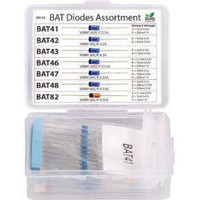 70 قطعة BAT41، BAT42، BAT43، BAT46، BAT47، BAT48، BAT82 مجموعة متنوعة من صمام ثنائي شوتكي الأزرق