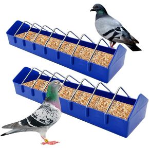 Ecjiuyi Pigeon Feeder,2pcs Birds Poultry Chicken Duck Parrots Large Feeder Bowl, Thick Durable Slot Container Feeding Dish Food Dispenser Tool