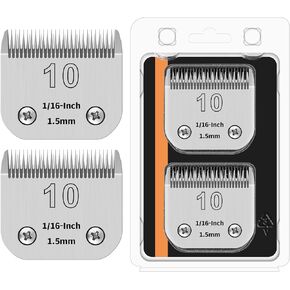 4FC Detachable Pet Clipper Replacement Blades Compatible with Andis/Oster A5/Wahl KM10 Series Dog Clipper,Made of Ceramic Blade & Stainless Steel Blade,Size 4FC Cut Length 3/8-Inch（2 Pack）
