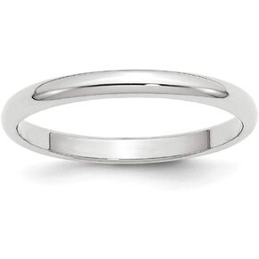 Roy Rose Jewelry 10K White Gold 2.5mm Half Round Wedding Band Ring Sizes 4 to 14