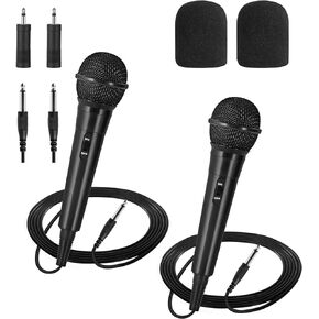 AEYATCH Pair Handheld Wired Microphone,Cardioid Dynamic Vocal Mic with 13ft Cable and Mic adaptors，Spherical Grille with Internal and External Spray Guards,Ideally Suited for Speakers