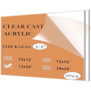 24x24" Clear Cast Acrylic Sheet 1/4 Plexiglass for Laser Cutting,Crafts,Signs Art Projects in Kuwait