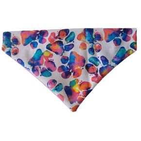 Colorful Paw Prints Over the Collar Dog Bandana That Slips onto Their Existing Collar Size (Small)