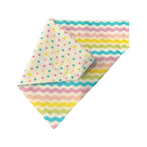 Spring Dog Bandana | Colorful | Pastel | Stripes | Polka Dots | Reversible Slip On Dog Bandana | Slip Over The Collar Bandana | For Small Medium Or Large Dogs (Wavy stripes and polka dots, M)