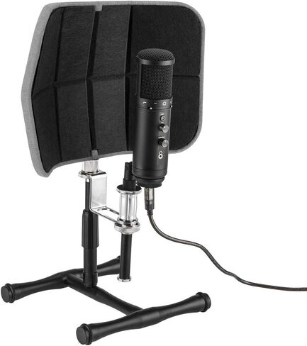 ميكروفون مكثف قلبي الشكل من Audio-Technica AT4040، 20 هرتز - حزمة مع مرشح عزل سطح المكتب (رمادي)، سماعات رأس ستوديو، كابل ميكروفون مقاس 15 بوصة XLR M إلى XLR F، مانع البوب in Saudi Arabia