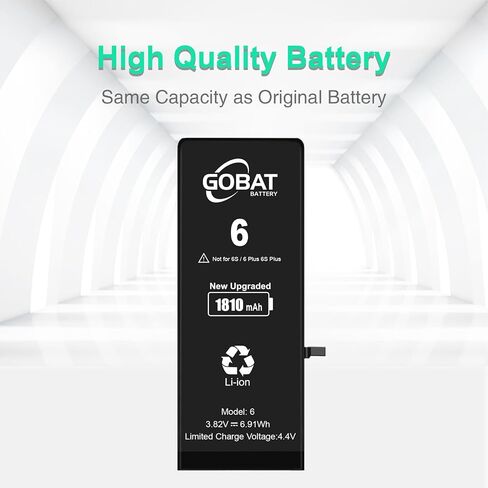 بطارية بديلة من GOBAT لهاتف iPhone 6، بطارية عالية السعة 1810 مللي أمبير في الساعة لهاتف iPhone 6 موديل A1586 A1589 A1549 مع مجموعة أدوات بديلة in Kuwait