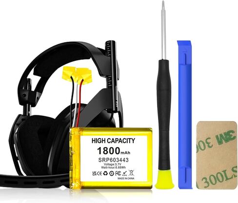SRP603443 Replacement Battery,3.7V/1800mAh High Capacity Li-Polymer Battery Replacement for Astro A50 Series Wireless Gaming Headset,fits Part Number SRP603443 in Saudi Arabia