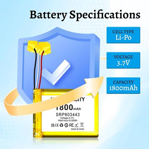 SRP603443 Replacement Battery,3.7V/1800mAh High Capacity Li-Polymer Battery Replacement for Astro A50 Series Wireless Gaming Headset,fits Part Number SRP603443 in Saudi Arabia