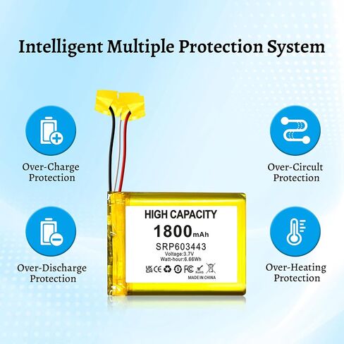 SRP603443 Replacement Battery,3.7V/1800mAh High Capacity Li-Polymer Battery Replacement for Astro A50 Series Wireless Gaming Headset,fits Part Number SRP603443 in Saudi Arabia