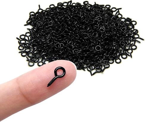 دبابيس برغي العين من ECKJ لصنع المجوهرات، خطافات معدنية صغيرة للعين، 400 قطعة مطلية بالزنك (أسود) ثقوب ذاتية اللصق على شكل حرف O للتعليق على مشاريع الأعمال اليدوية والفنون والنبيذ الفلين خرزة ساحرة 10.5 مم × 4.8 مم in Kuwait