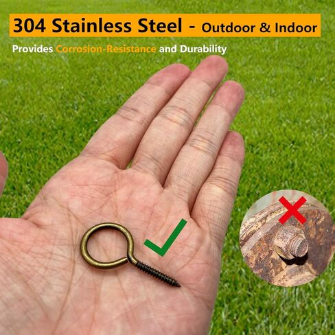 50PCS Stainless 1.57 Inch Screw Eyes Hooks Bronze Eye Bolt Hooks, 20 Lbs Capacity in Kuwait