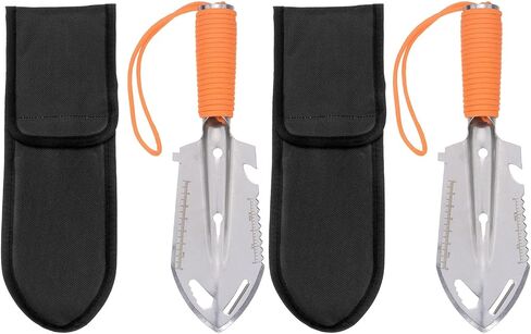 HARFINGTON 2pcs Multifunctional Camping Shovel 9 in 1 Multi-Purpose Backpacking Shovels with Carrying Bag for Outdoor Camping Hiking, Silver Green in Saudi Arabia