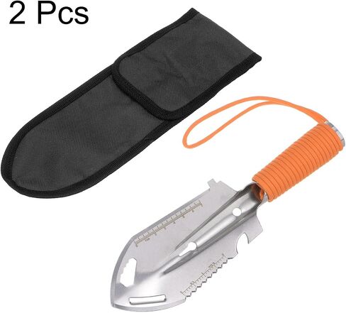 HARFINGTON 2pcs Multifunctional Camping Shovel 9 in 1 Multi-Purpose Backpacking Shovels with Carrying Bag for Outdoor Camping Hiking, Silver Green in Saudi Arabia