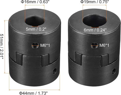 MECCANIXITY Flexible Coupling Shaft 16mm to 19mm 51mm x 44mm Motor Coupler Joint in Saudi Arabia