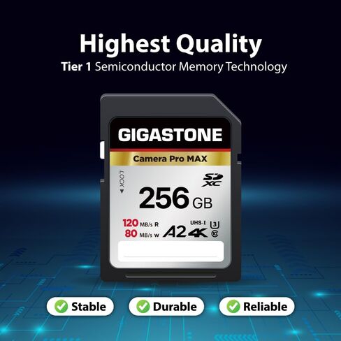 【5-Years Data Recovery】 GIGASTONE 128GB SD Card, 4K Camera Pro MAX, UHS-I A2 4K SDXC Memory Card High Speed 4K UHD Video, Speed up to 160MB/s, Compatible with Kodak Digital Camera, with 1 mini case in Kuwait