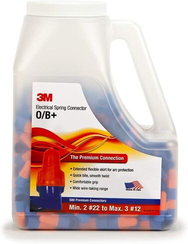 3M Performance Plus Wire Connector, Flexible Steel Spring Connectors, 22-12 AWG, Orange and Blue Color (O/B+), Jug of 500 in Saudi Arabia