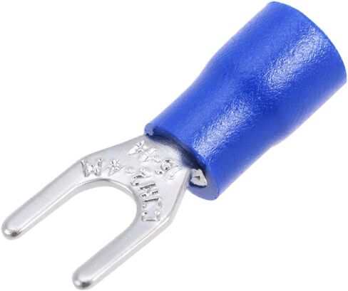 uxcell 100Pcs SV2-4M Insulated Fork Spade U-Type Wire Connector Electrical Crimp Terminal 16-14AWG Blue in Saudi Arabia