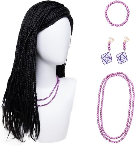 شعر مستعار مضفر أسود لشعر مستعار تأثيري الفتيات النساء فيلم تأثيري الاصطناعية شعر مستعار مضفر اليد للفتيات تأثيري حلي حفلة الهالوين شعر مستعار in Kuwait