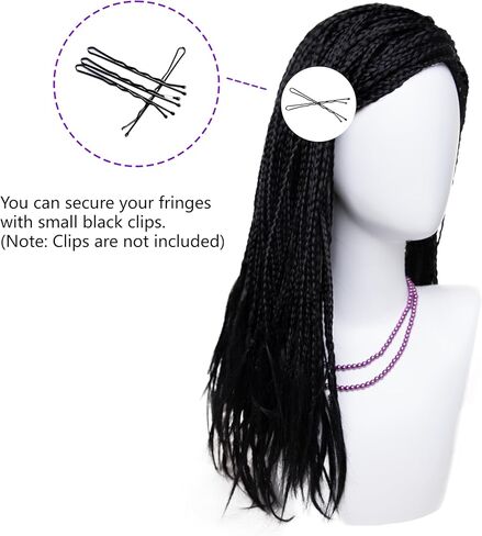 شعر مستعار مضفر أسود لشعر مستعار تأثيري الفتيات النساء فيلم تأثيري الاصطناعية شعر مستعار مضفر اليد للفتيات تأثيري حلي حفلة الهالوين شعر مستعار in Kuwait