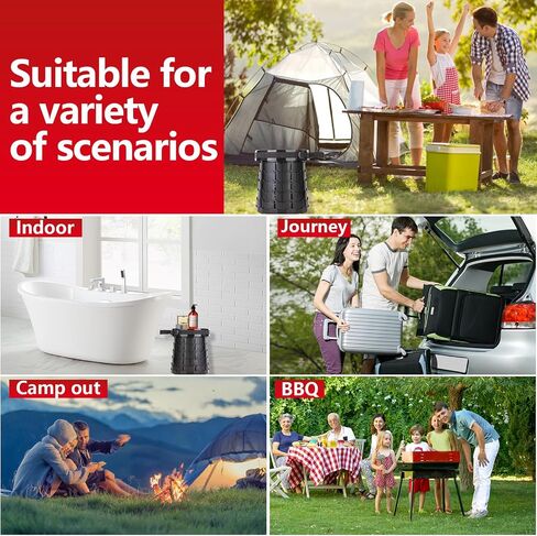 FRUKTIV Telescopic Stool, Portable Stool, Collapsible Stool, Sturdy Foldable Stool with Cushion & Carry Bag, Load Capacity of 550lbs, Indoor & Outdoor Activities Retractable Camping Stool (Black) in Saudi Arabia