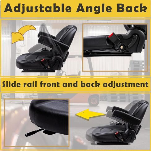 SEATIN Universal Forklift Seat W/Switch,Retractable Safety Belt fits Toyota Aftermarket,Tractor,Skid Loader,Excavator,Dozer,UTV,ATV in Kuwait