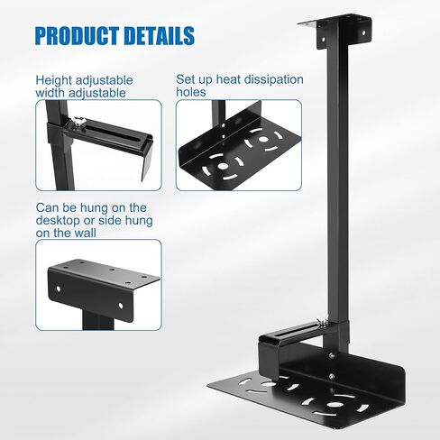 حامل وحدة المعالجة المركزية The7boX تحت حامل المكتب، حامل برج الكمبيوتر المكتبي لوحدة المعالجة المركزية قابل للتعديل تحت حامل المكتب، الارتفاع والعرض قابلان للتعديل، يحمل ما يصل إلى 55 رطلاً، يناسب معظم أبراج الكمبيوتر in Kuwait