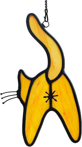 epogifts القط ديكور الزجاج الملون نافذة الشنق، القط الأزرق suncatcher لنافذة القط زخرفة ديكور المنزل، القط تحت عنوان الهدايا للنساء عشاق القطط الهدايا، كبيرة لغرفة المعيشة غرفة نوم in Kuwait