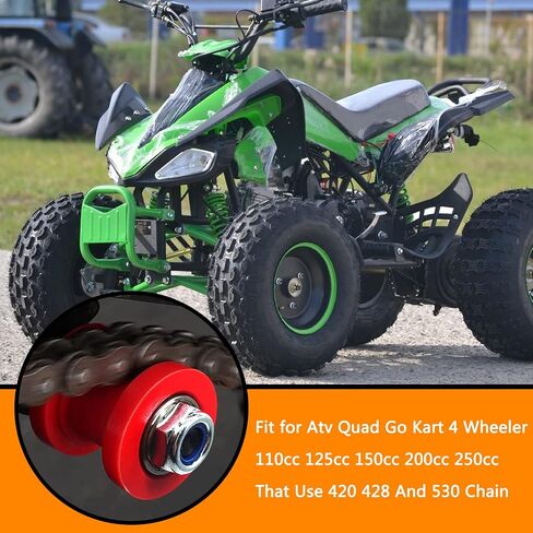 دليل بكرة ضبط الموتر من سلسلة HOLATO مع زنبرك لـ Go Kart 4 Wheeler Atv Quad 110cc 125cc 150cc 200cc 250cc التي تستخدم 420 428 و530 جزء شديد التحمل (أحمر) in Saudi Arabia