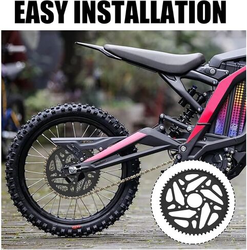 58T Rear Sprocket for Sur Ron Surron Light Bee X and S Segway X160 X260, Upgraded 7075 Aviation Aluminum Alloy Rear Chain Sprocket 58Tooth Drive Wheel Sprocket Electric Dirt Bike (Black) in Saudi Arabia