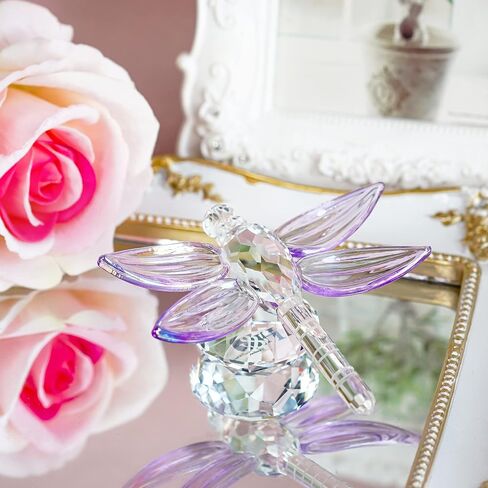 H&D HYALINE & DORA Crystal Dragonfly Figurine Christmas Decorative Yellow Glass Home Decor Ornaments Collectible Paperweight Gift in Kuwait