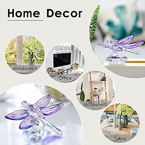 H&D HYALINE & DORA Crystal Dragonfly Figurine Christmas Decorative Yellow Glass Home Decor Ornaments Collectible Paperweight Gift in Kuwait