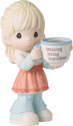 Precious Moments Little Girl Figurine for Mom | Mom, You’re Amazing Blonde Girl Bisque Porcelain Figurine | Gift for Mom | Mother's Day, Mom's Birthday | Hand-Painted in Saudi Arabia