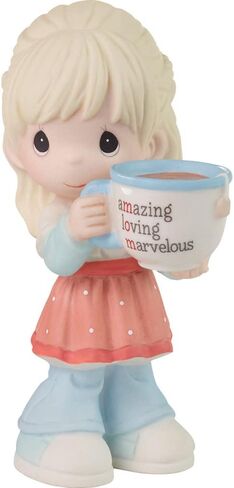 Precious Moments Little Girl Figurine for Mom | Mom, You’re Amazing Blonde Girl Bisque Porcelain Figurine | Gift for Mom | Mother's Day, Mom's Birthday | Hand-Painted in Saudi Arabia