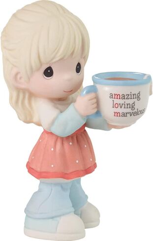 Precious Moments Little Girl Figurine for Mom | Mom, You’re Amazing Blonde Girl Bisque Porcelain Figurine | Gift for Mom | Mother's Day, Mom's Birthday | Hand-Painted in Saudi Arabia