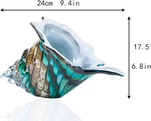 تماثيل محارة زجاجية منفوخة يدويًا مقاس 9 بوصات من QFkris، زينة مجموعة حيوانات البحر، منحوتة صدف زجاجية فنية للقطعة المركزية للمنزل in Kuwait